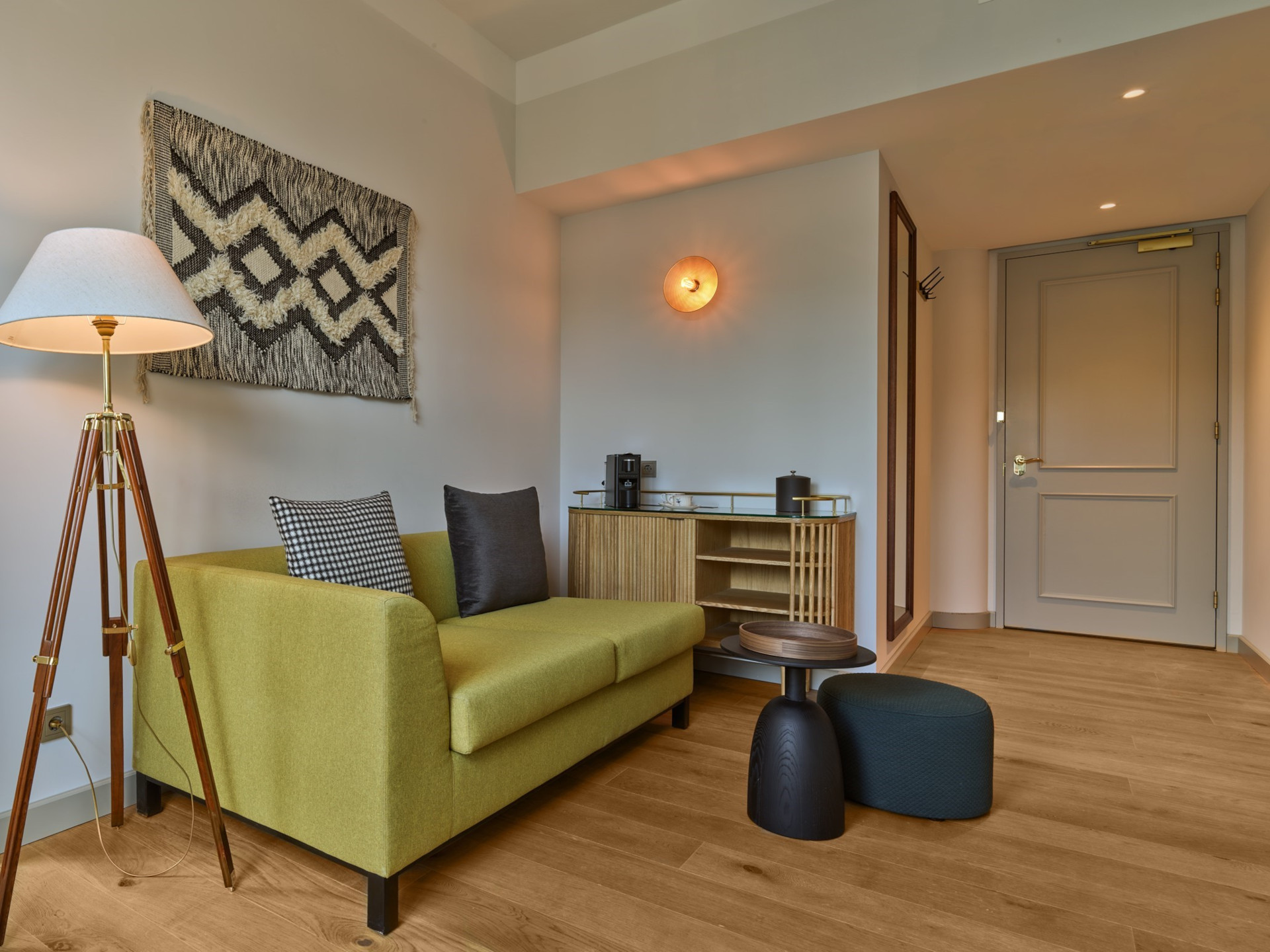 Premium twin room with large windows, city view, and high-quality bedding at voco The Hague